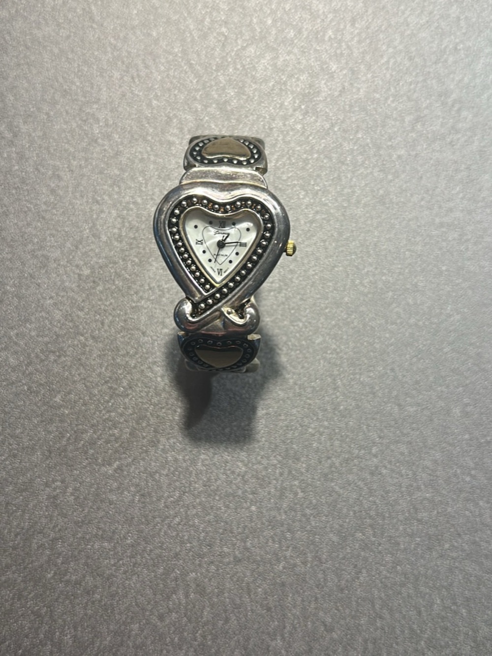 Brighton Silver-Tone Heart Bracelet Watch with White Dial